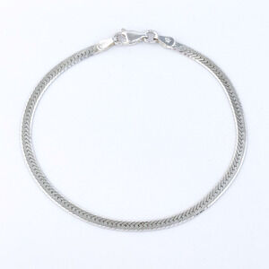 Vintage Italy SU Sterling Silver 925 2.8mm Herringbone Bracelet 7"